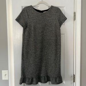 Loft black multi color dress with pockets. Zipper down the back.